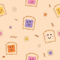 cute bread and jam and for fabric seamless pattern vector