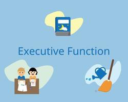 improve executive function by having play activities, do housework and read bed time stories together vector