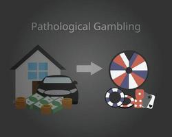 Compulsive Gambling or Pathological Gambling which is unable to resist impulses to gambling vector