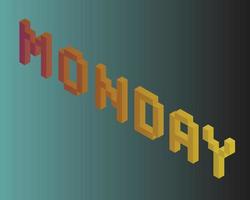 Monday font in isometric projection for banner vector