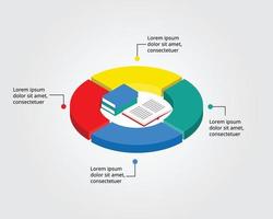 libro para investigación o plantilla de refuerzo de conocimiento para infografía para presentación de 4 elementos vector