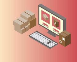 Omnichannel Inventory Management real-time with both online and offline stock vector