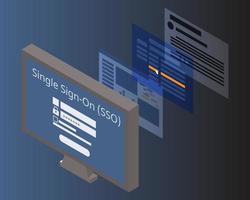 single sign on to login other webpage with one username and password vector