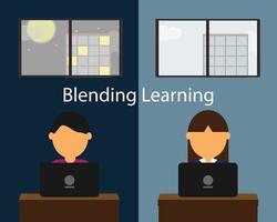 blending Learning model for learning from any place when you are free vector