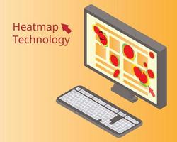 la página web del mapa de calor muestra el comportamiento del usuario desde la computadora portátil para analizar el vector de comportamiento del cliente