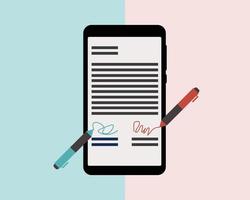 e-signature to sign document anywhere via mobile device vector