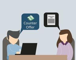 counter offer from a boss to keep you stay after resign the job vector