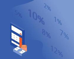 calculator to calculate salary increase in percentage, interests or investment plan vector