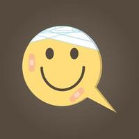 fake happy face with a lot of injury and pain vector