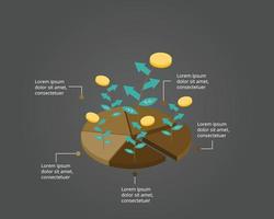 investment for saving money or asset allocation template for infographic for presentation for 5 element vector