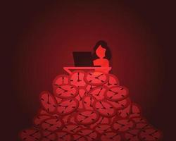 work overtime but still have a lot of work load that make you burnout vector