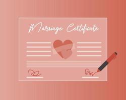 sign marriage certificate to get official marriage vector