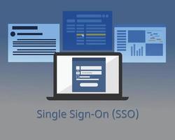 single sign-on or SSO to login other webs  with one ID and password vector