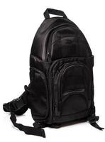 Black backpack on white background photo