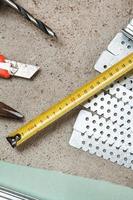 Instruments for build a plasterboard walls photo