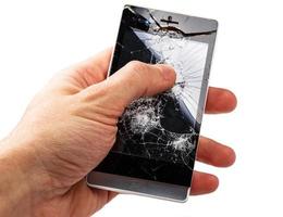 Smartphone with cracked display photo