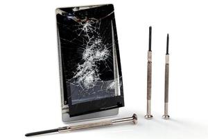 Smartphone with cracked display photo
