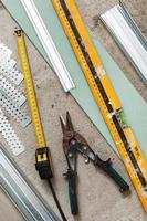 Instruments for build a plasterboard walls photo