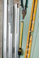 Instruments for build a plasterboard walls photo