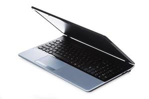 Modern laptop on white background photo