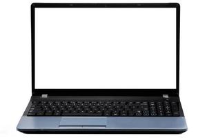 Modern laptop with empty white screen photo