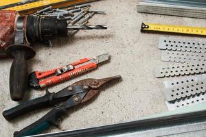 Instruments for build a plasterboard walls
