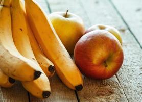 Fruits on wooden table photo