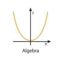 Coordinate system with parabola color icon. Algebra. Axis system. Isolated vector illustration