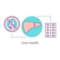 icono del concepto de salud del hígado. Desintoxicación de alcohol y antibióticos. ilustración de línea delgada de idea de metabolismo. dibujo de contorno aislado vectorial vector