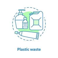 Plastic waste concept icon. Garbage sorting idea thin line illustration. Packages. Plastic bottles, jars, containers. Vector isolated outline drawing