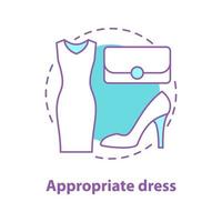 Formal wear concept icon. Appropriate dress idea thin line illustration. Holiday women's clothing and accessories. Vector isolated outline drawing