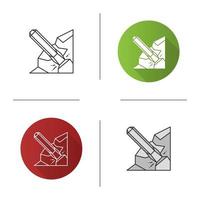 Iron chisel icon. Rock breaking chisel. Flat design, linear and color styles. Isolated vector illustrations