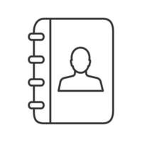 Telephone book linear icon. Thin line illustration. Phone contacts. Notepad. Contour symbol. Vector isolated outline drawing