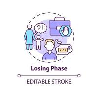 Losing phase concept icon. Addiction and habit. Compulsive gambling problem abstract idea thin line illustration. Isolated outline drawing. Editable stroke. Arial, Myriad Pro-Bold fonts used