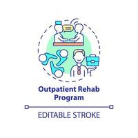 Outpatient rehab program concept icon. Support group. Gambling addiction abstract idea thin line illustration. Isolated outline drawing. Editable stroke. Arial, Myriad Pro-Bold fonts used vector