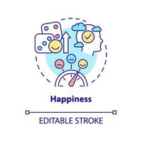 Happiness concept icon. Brain stimulation. Gambling positive traits abstract idea thin line illustration. Isolated outline drawing. Editable stroke. Arial, Myriad Pro-Bold fonts used vector