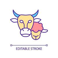 Livestock RGB color icon. Domesticated animals. Mammals and ruminant. Agriculture and husbandry. Isolated vector illustration. Simple filled line drawing. Editable stroke. Arial font used