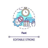Fast concept icon. Quick work, urgent project completion. Web 3 0 abstract idea thin line illustration. Isolated outline drawing. Editable stroke. Arial, Myriad Pro-Bold fonts used vector