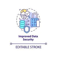 Improved data security concept icon. Incrcease cyber safety. Web 3 0 abstract idea thin line illustration. Isolated outline drawing. Editable stroke. Arial, Myriad Pro-Bold fonts used vector