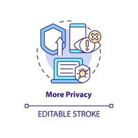 More privacy concept icon. Improved cyber protection from bugs. Web 3 0 abstract idea thin line illustration. Isolated outline drawing. Editable stroke. Arial, Myriad Pro-Bold fonts used vector