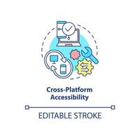 Cross platform accessibility concept icon. Synchronization with devices. Web 3 0 abstract idea thin line illustration. Isolated outline drawing. Editable stroke. Arial, Myriad Pro-Bold fonts used
