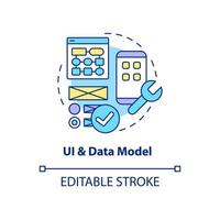 UI and data model concept icon. Efficient UX for application. Web 3 0 abstract idea thin line illustration. Isolated outline drawing. Editable stroke. Arial, Myriad Pro-Bold fonts used vector