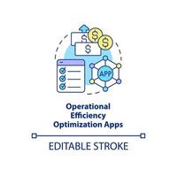 Operational efficiency concept icon. Increase income from app. Optimization apps abstract idea thin line illustration. Isolated outline drawing. Editable stroke. Arial, Myriad Pro-Bold fonts used vector