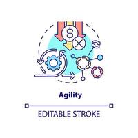 Agility concept icon. Application feature. Programming app. Web 3 0 abstract idea thin line illustration. Isolated outline drawing. Editable stroke. Arial, Myriad Pro-Bold fonts used vector