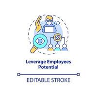 Leverage employees potential concept icon. Professional performance. Web 3 0 abstract idea thin line illustration. Isolated outline drawing. Editable stroke. Arial, Myriad Pro-Bold fonts used vector