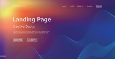 Gradient colorful web template landing page digital website landing page design concept - Vector
