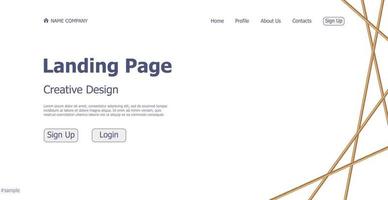 Home page landing white web template gold lines landing page digital website landing page design concept - Vector