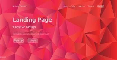 Home page landing page red geometric template landing business page digital website landing page design concept - Vector