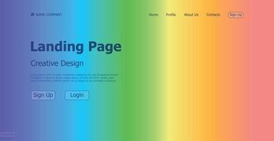 Gradient colorful rainbow web landing page template digital website landing page design concept - Vector