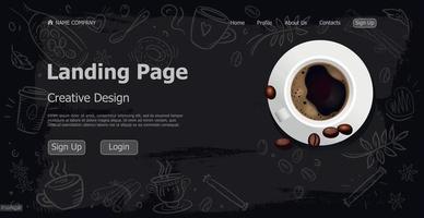 Home page landing page coffee shop web template landing business page digital website landing page design concept - Vector